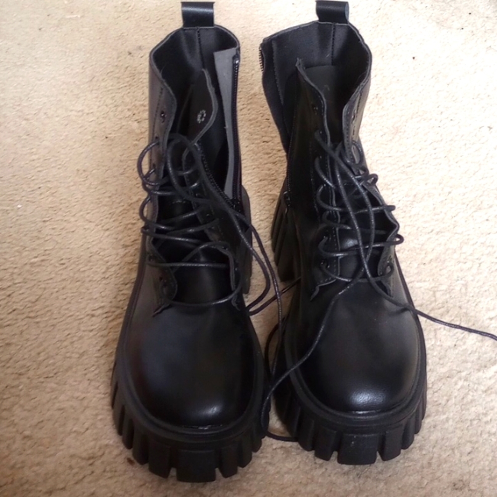 Black combat boots